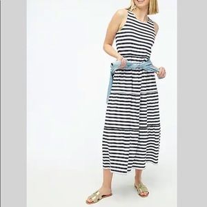 JCREW factory tiered knit maxi striped navy white